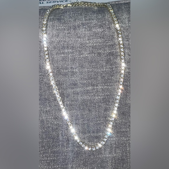 Gold Tennis chain necklace 14k gold fill with VVS CZS - Picture 2 of 10